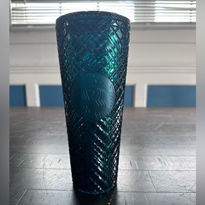 Used textured deep blue Starbucks tumbler 24 oz